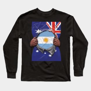 Argentina Flag Australian Flag Ripped Open - Gift for Argentinian From Argentina Long Sleeve T-Shirt